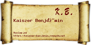 Kaiszer Benjámin névjegykártya